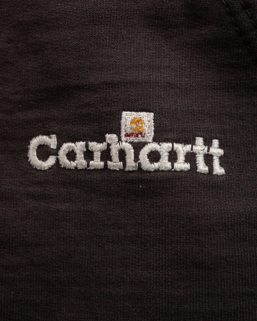 Carhartt Faded Black Lined Zip Up Hooded Sweatshirt - 1990s - detail