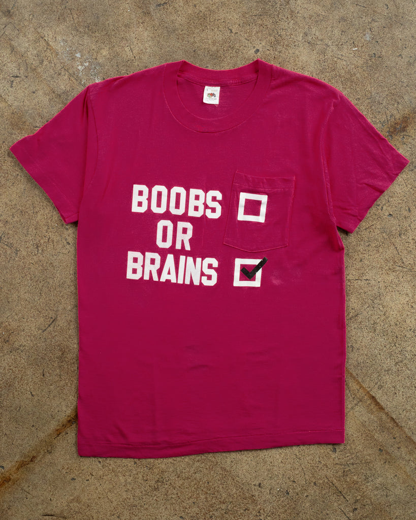 Single Stitched "Boobs or Brains" Tee - 1980s FRONT PHOTO