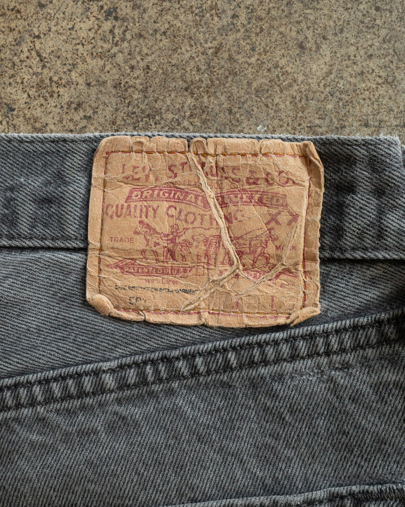 Levi's 501 Faded Grey Distressed Baggy Jeans - 1990s TAG PHOTO