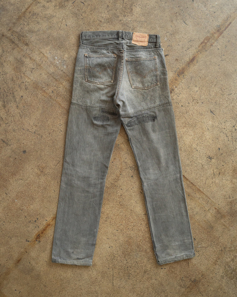 Levi's 501 Grey Distressed & Repaired Jeans - 1990s BACK PHOTO