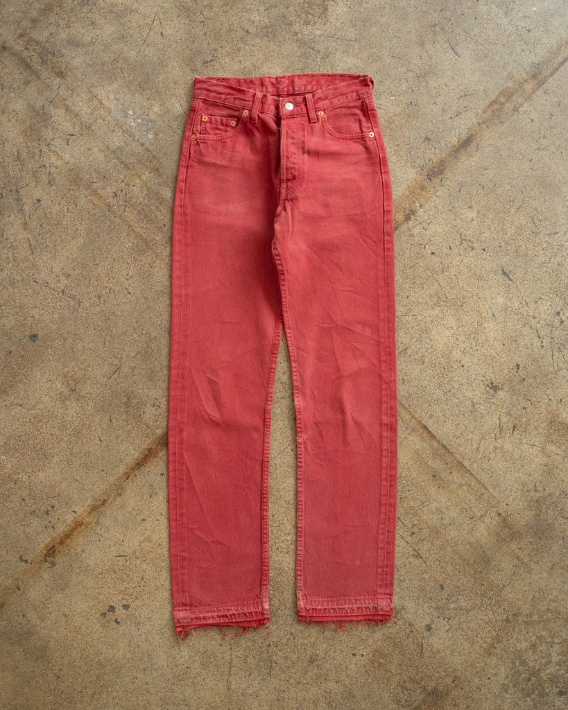 Levi's 501 Faded Red Released-Hem Jeans - 1990s FRONT PHOTO