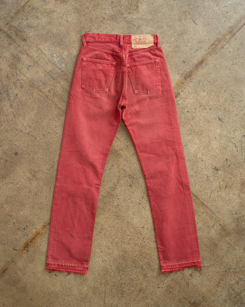 Levi's 501 Faded Red Released-Hem Jeans - 1990s BACK PHOTO