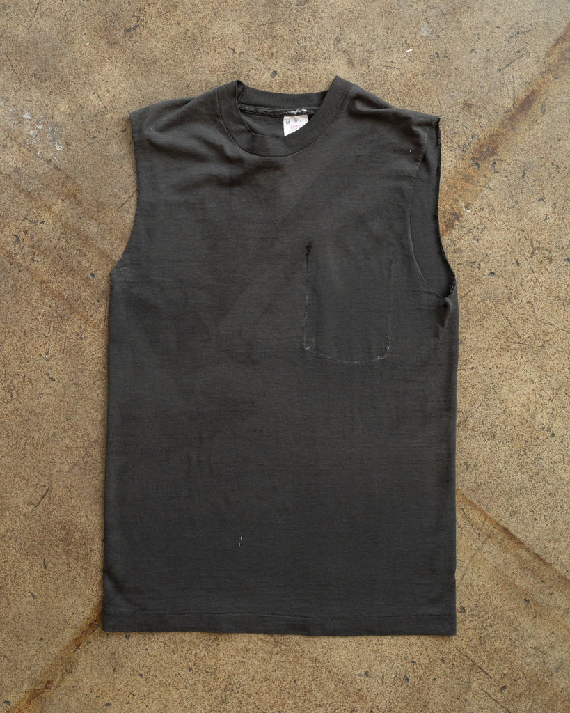 Sun Faded Thrashed Sleeveless Tee - 1990s FRONT PHOTO