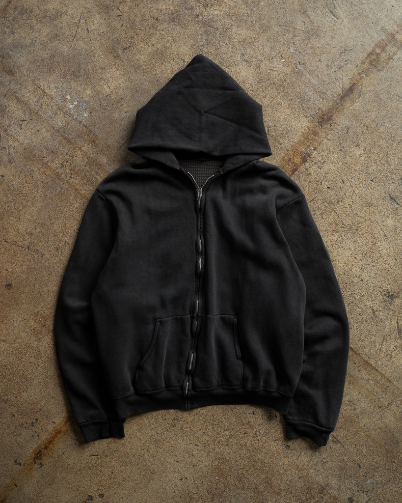 Over-Dyed Thermal Lined Zip-Up Hooded Sweatshirt - 1980s
