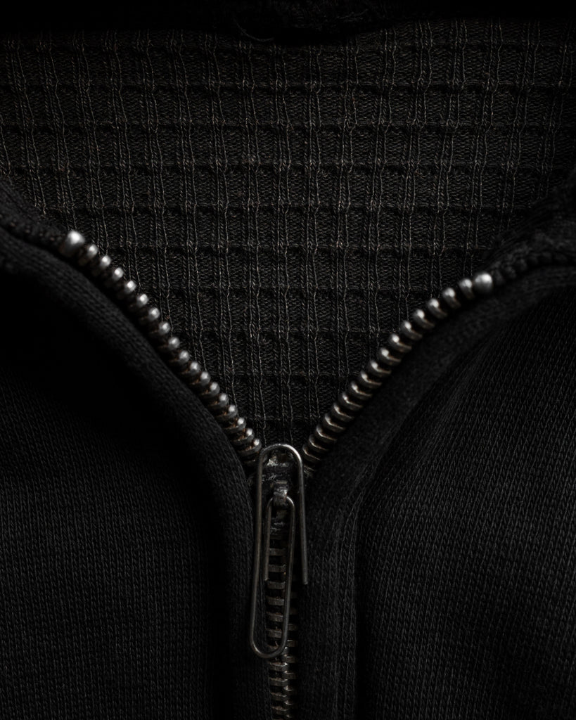 Over-Dyed Thermal Lined Zip-Up Hooded Sweatshirt - 1980s - detail