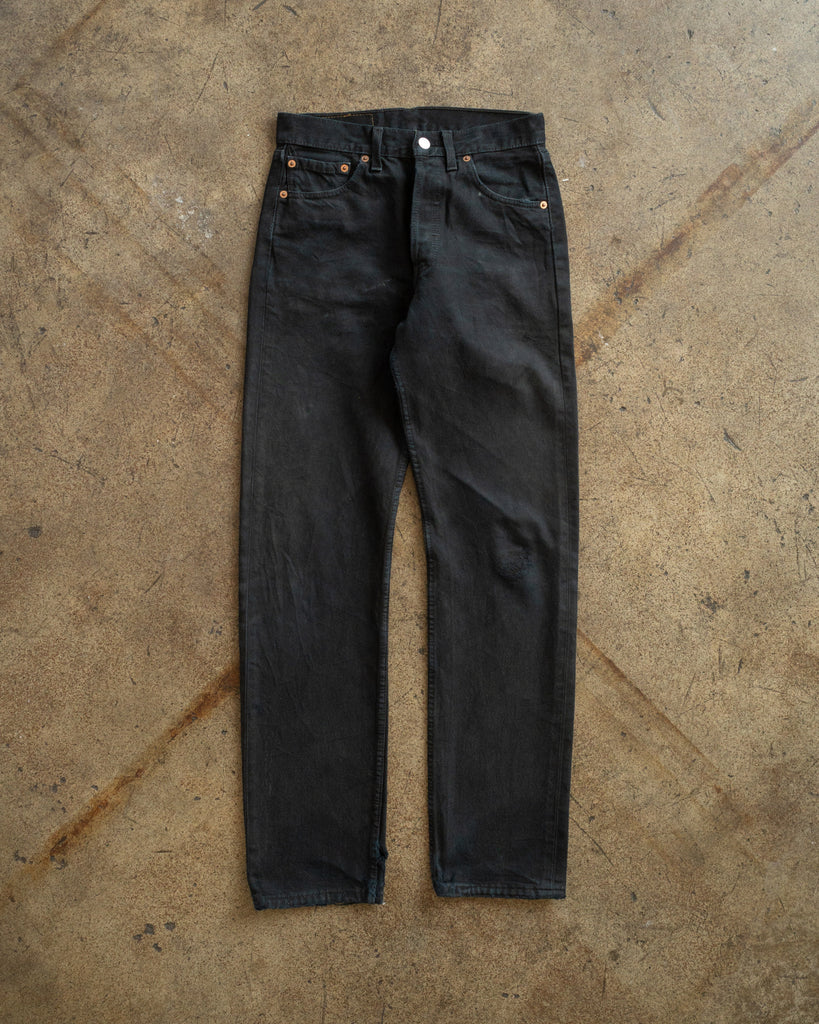 Levi's 501 Sun Faded Black Distressed Jeans - 1990s FRONT PHOTO