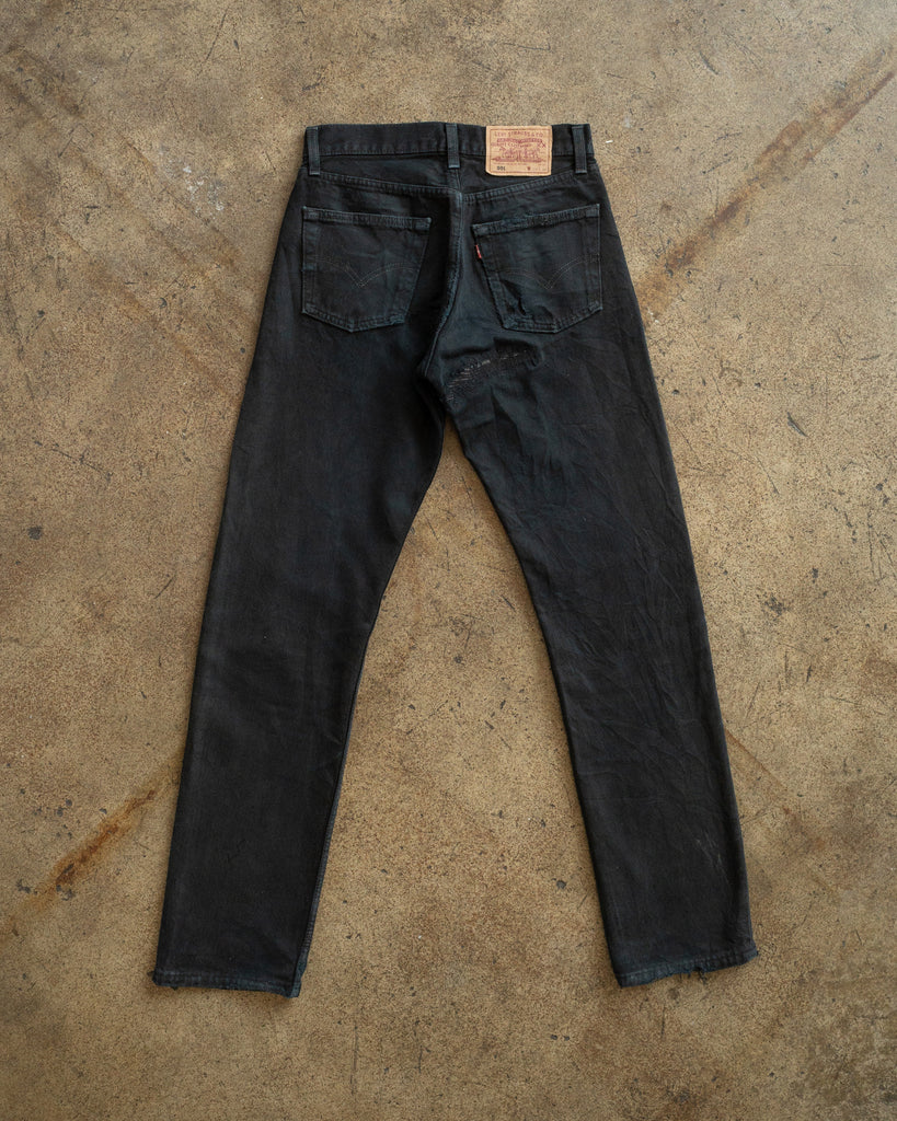 Levi's 501 Sun Faded Black Distressed Jeans - 1990s BACK PHOTO
