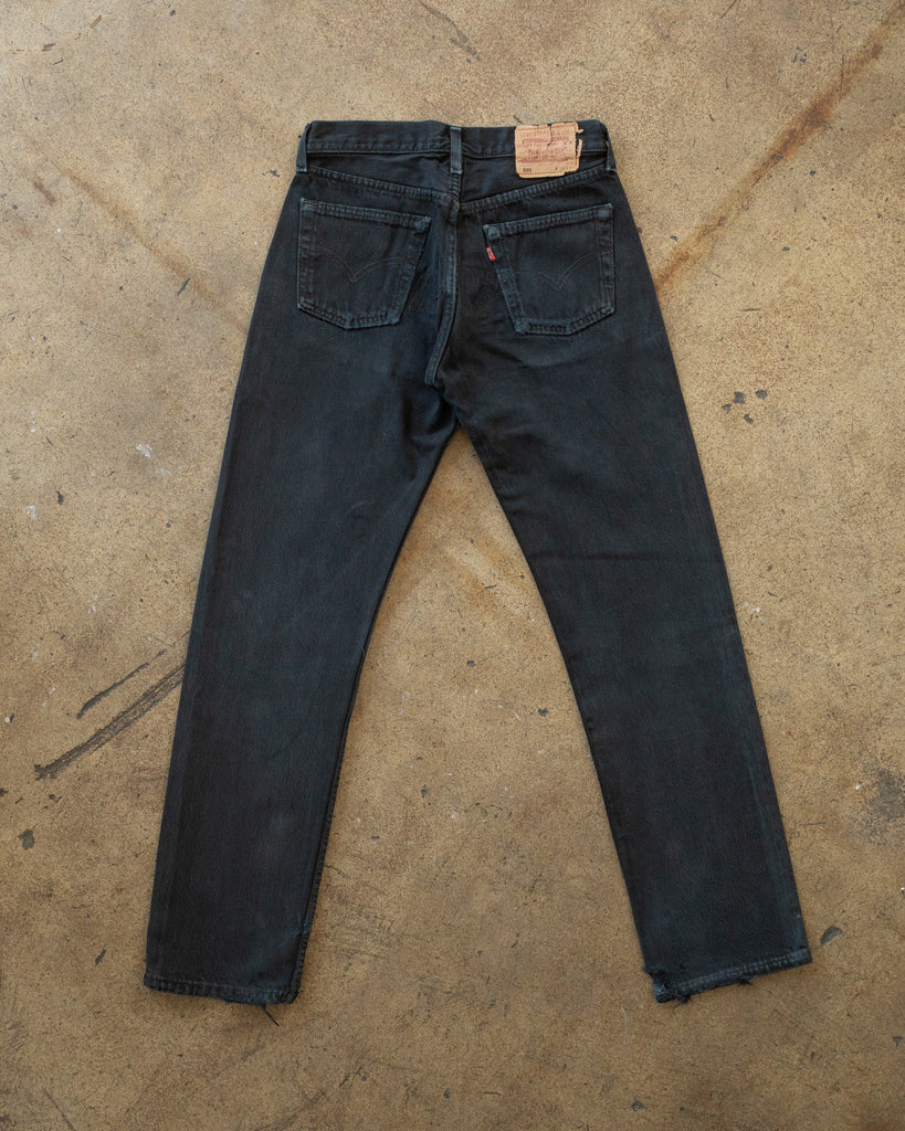 Levi's 501 Blue Black Repaired Jeans - 1990s BACK PHOTO