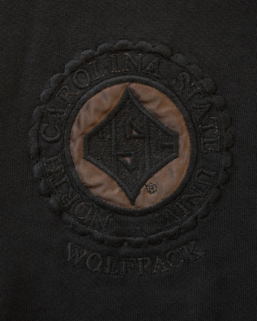 "Carolina State" Overdyed Black Hooded Sweatshirt - 1990s DETAIL PHOTO