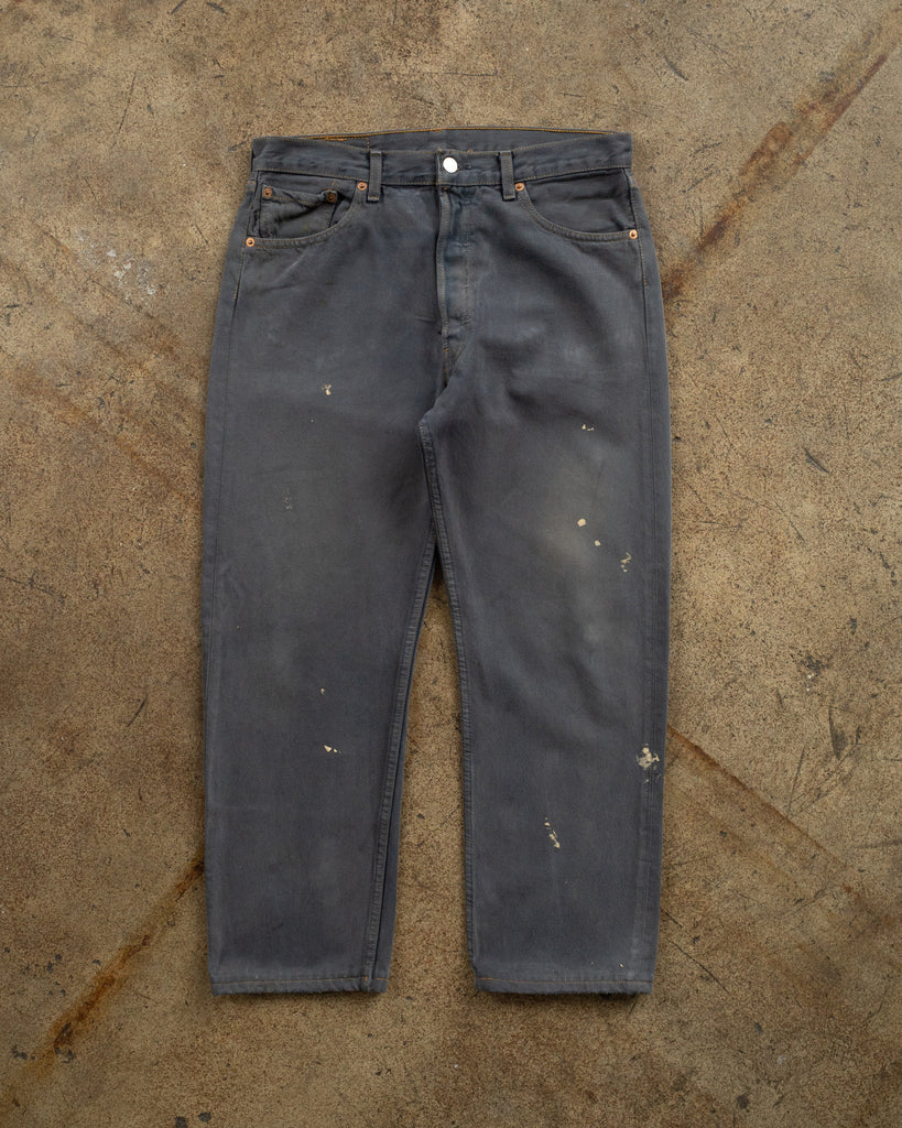 Levi's 501 Sun Faded Blue Painted Jeans - 1990s FRONT PHOTO