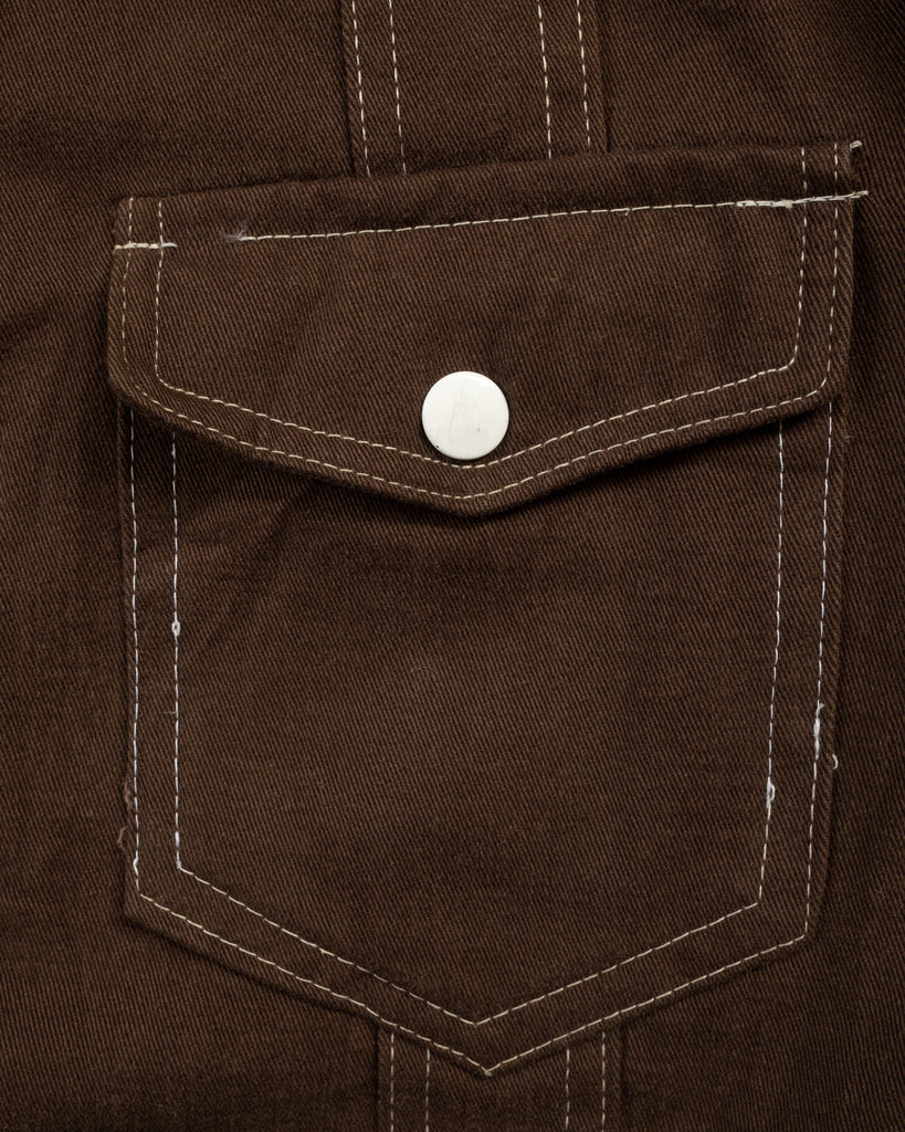 Brown Contrast Stitch Trucker Jacket - 1970s - detail