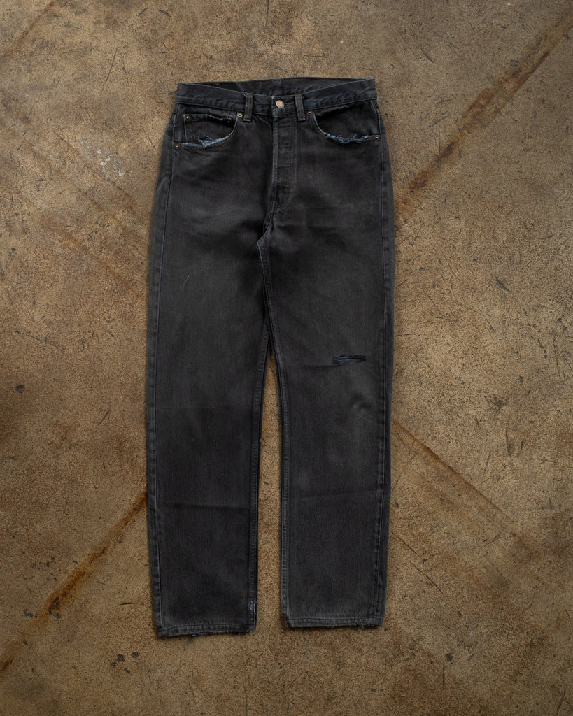 Levi's 501 Washed Blue Black Jeans - 1990s FRONT PHOTO
