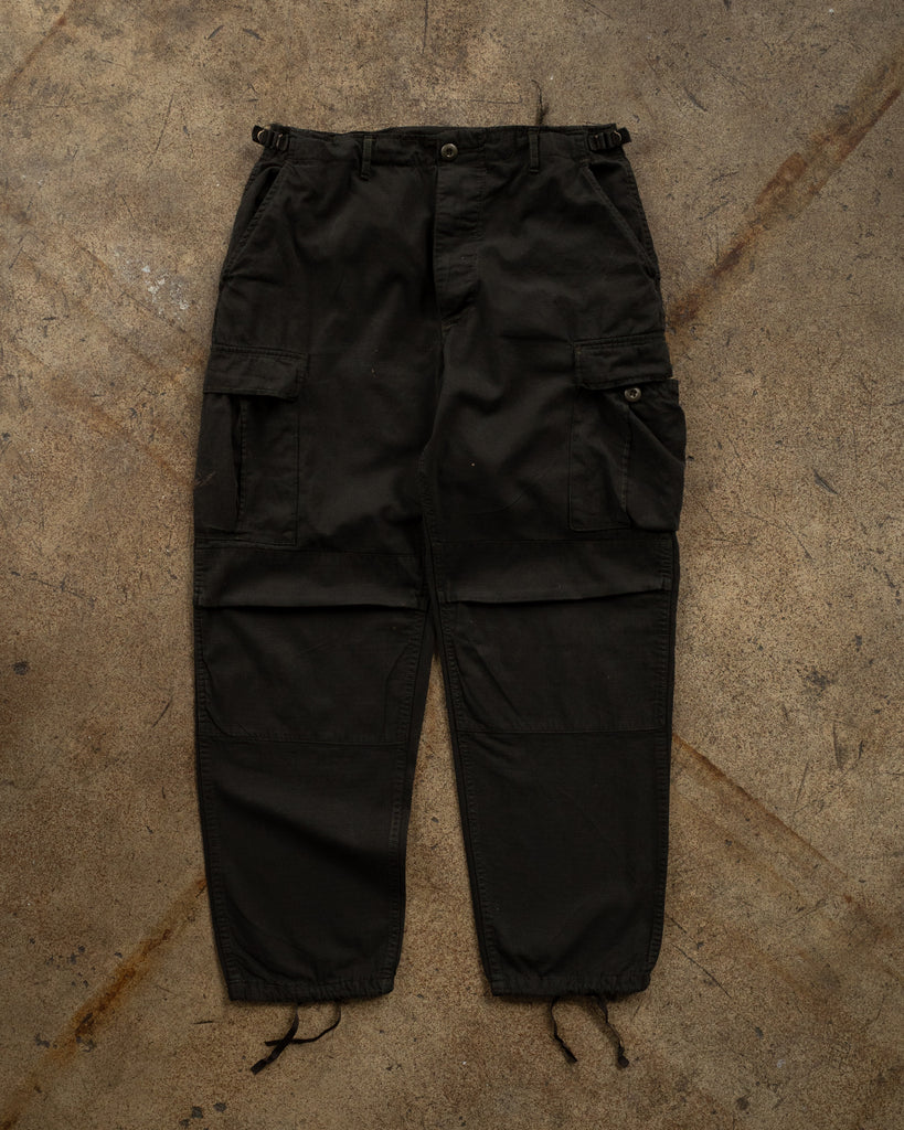 Over-Dyed Black Ripstop Nylon Cargo Pants - 1990s FRONT PHOTO