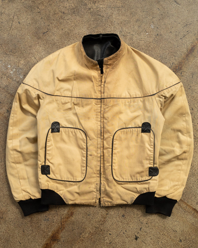 Black Leather Reversible Cafe Racer Jacket - 1960s - reverse