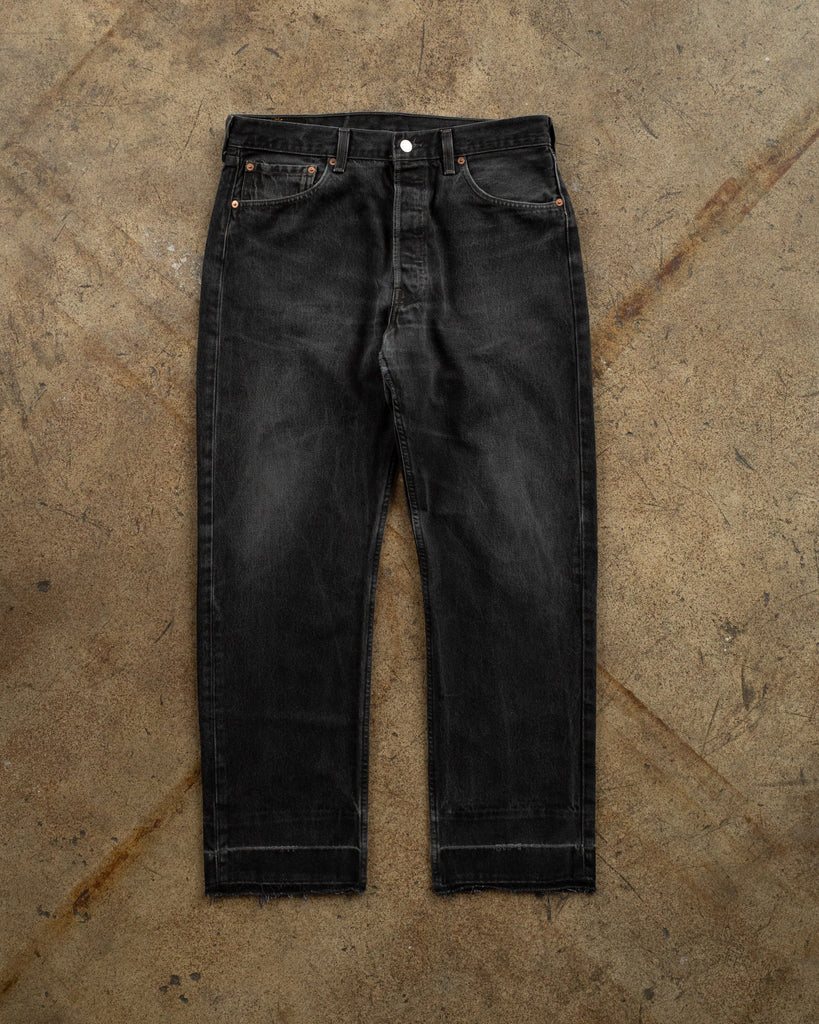 Levi's 501 Charcoal Black Repaired Jeans - 1990s FRONT PHOTO