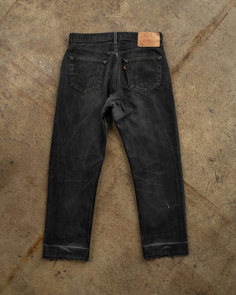 Levi's 501 Charcoal Black Repaired Jeans - 1990s BACK PHOTO