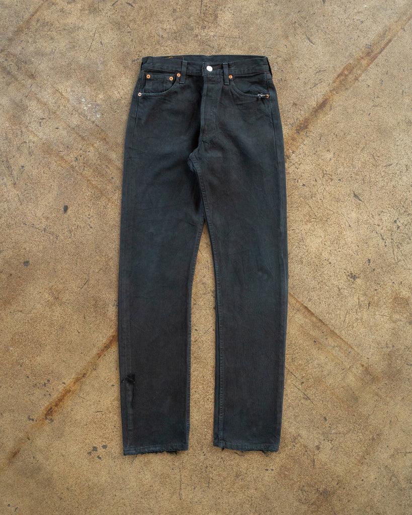 Levi's 501 Blue Black Distressed Jeans - 1990s front photo