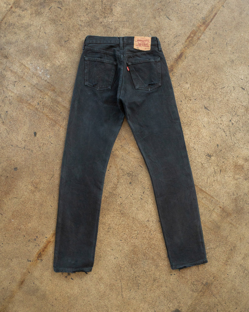 Levi's 501 Blue Black Distressed Jeans - 1990s back photo