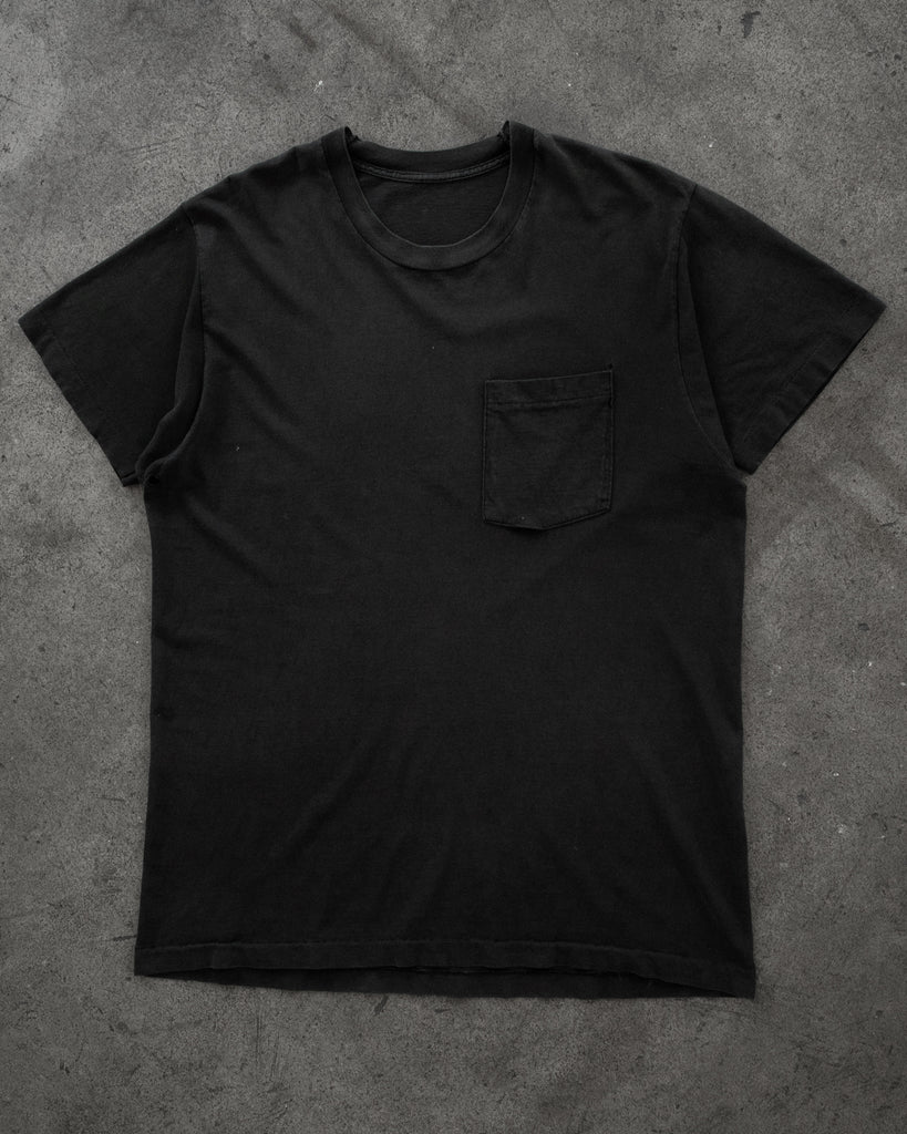 Faded Black Blank Pocket Tee - 1990s