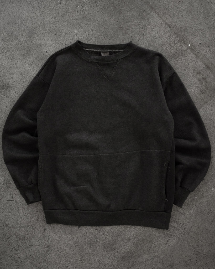 Over-Dyed Black Crewneck Sweatshirt - 1990s