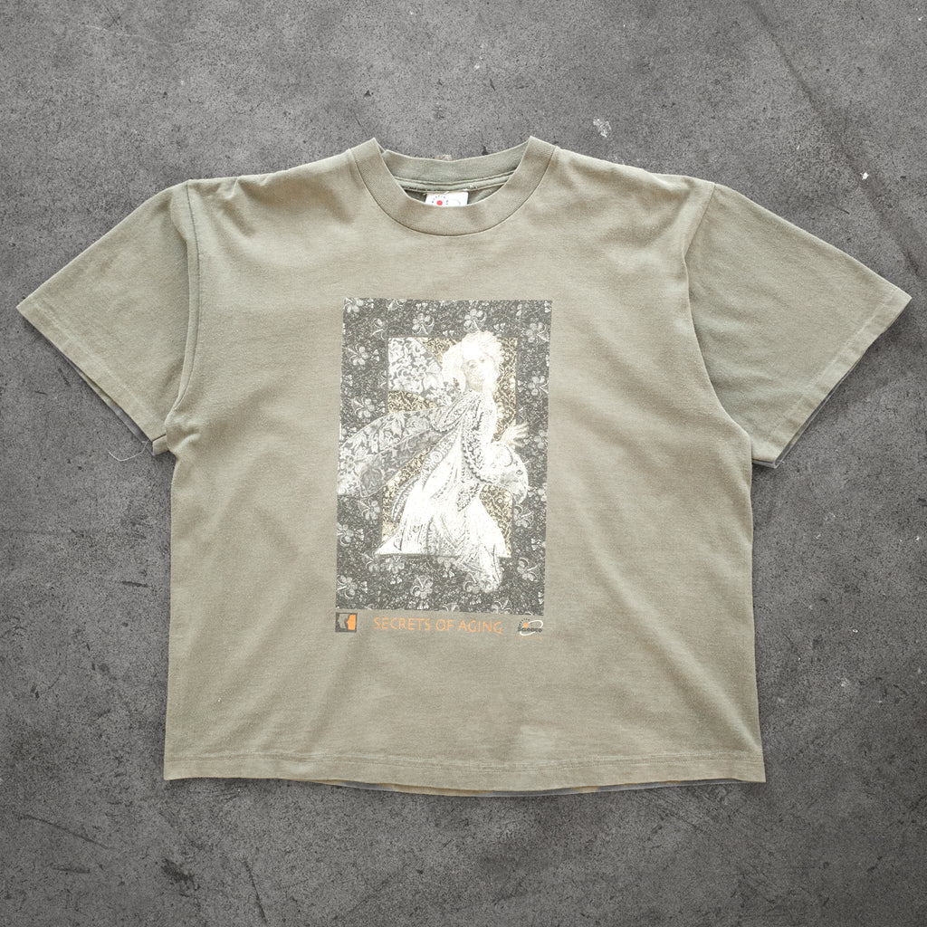 Sage Green "Secrets Of Aging" Boxy Tee - 1990s