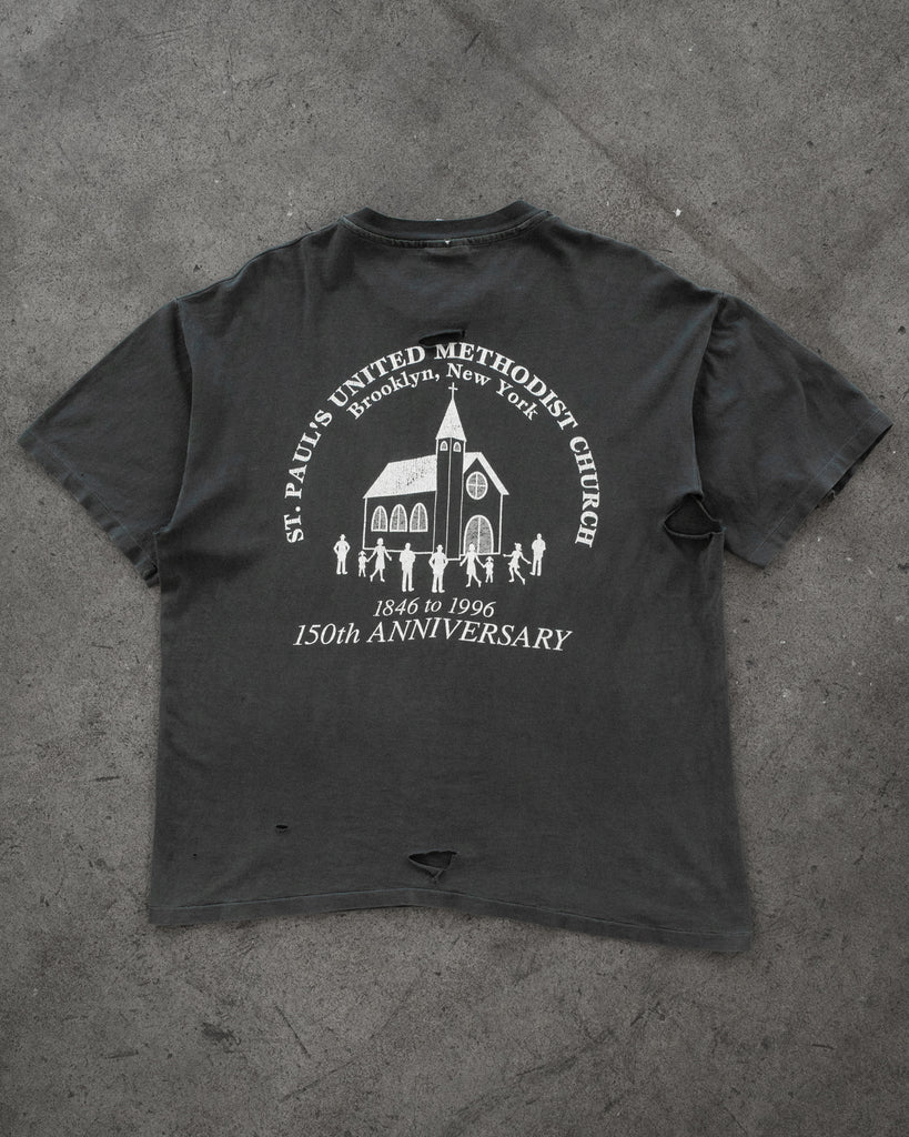 Faded Charcoal "Keep The Flame Burning" Distressed Tee - 1990s - back