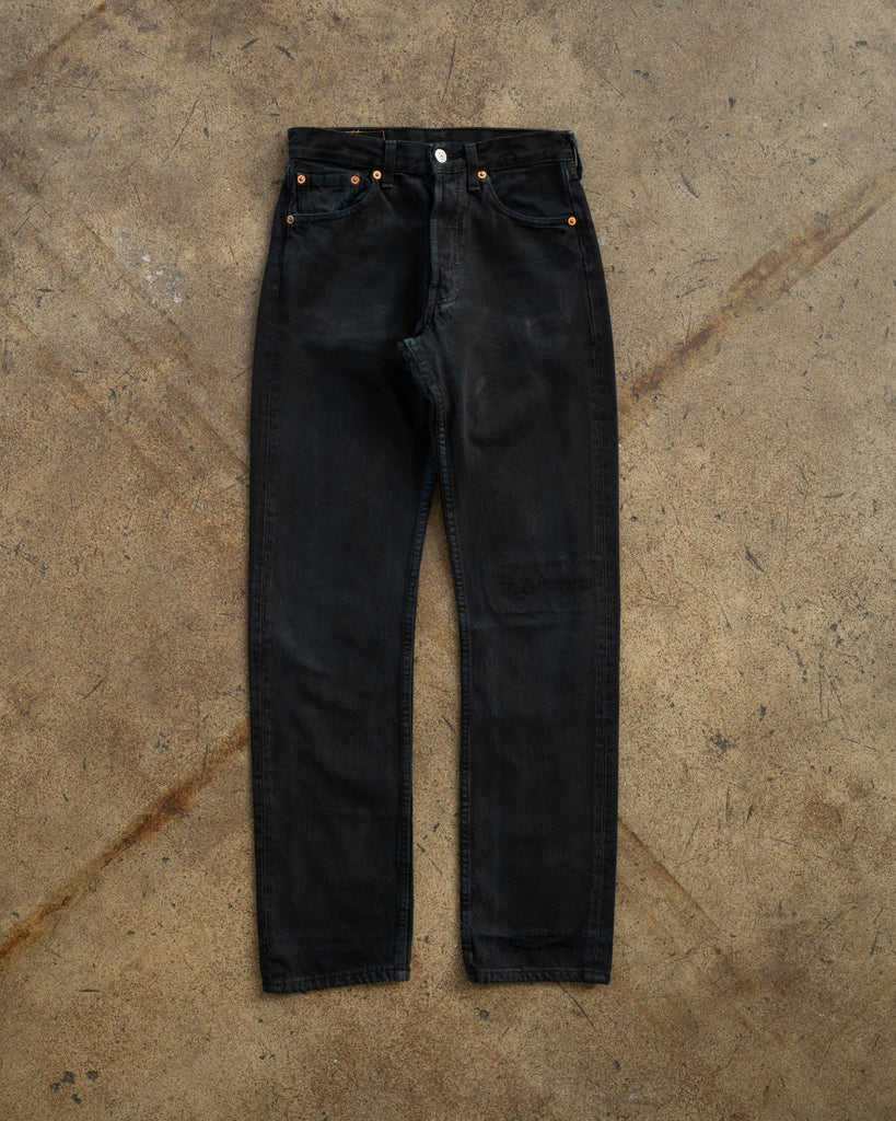 Levi's 501 Blue Black Repaired Jeans - 1990s FRONT PHOT 