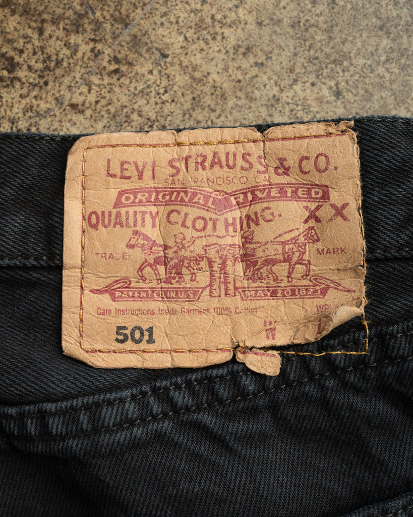 Levi's 501 Blue Black Repaired Jeans - 1990s DETAIL PHOTO