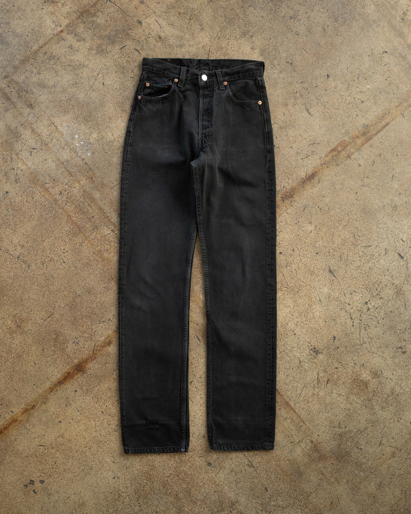 Levi's 501 Faded Black Repaired Jeans - 1990s
