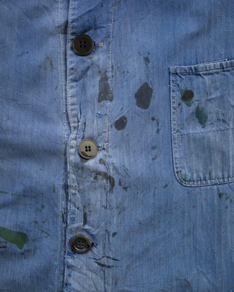 Sun Faded Painted & Distressed Chore Coat - 1970s DETAIL PHOTO