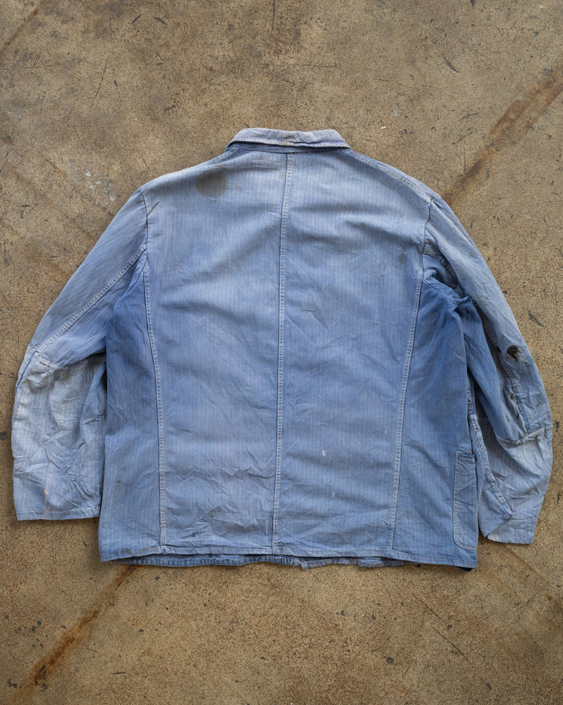Sun Faded Painted & Distressed Chore Coat - 1970s BACK PHOTO