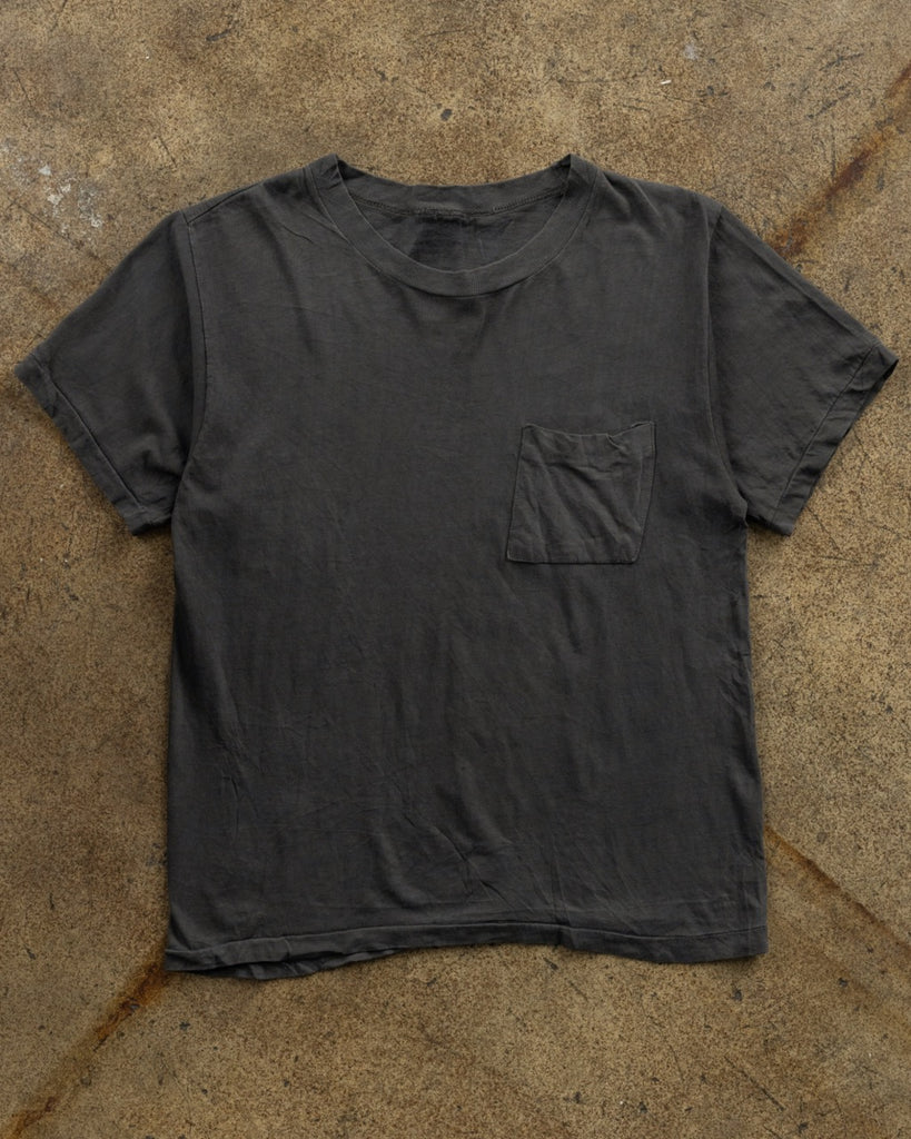 Single Stitched Charcoal Black Pocket Tee - 1990s FRONT PHOTO