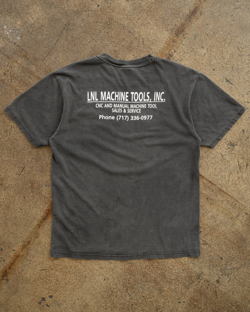 Sun Faded Charcoal Hanes Beefy "LNL Machine Tools, Inc"  Tee - 1990s