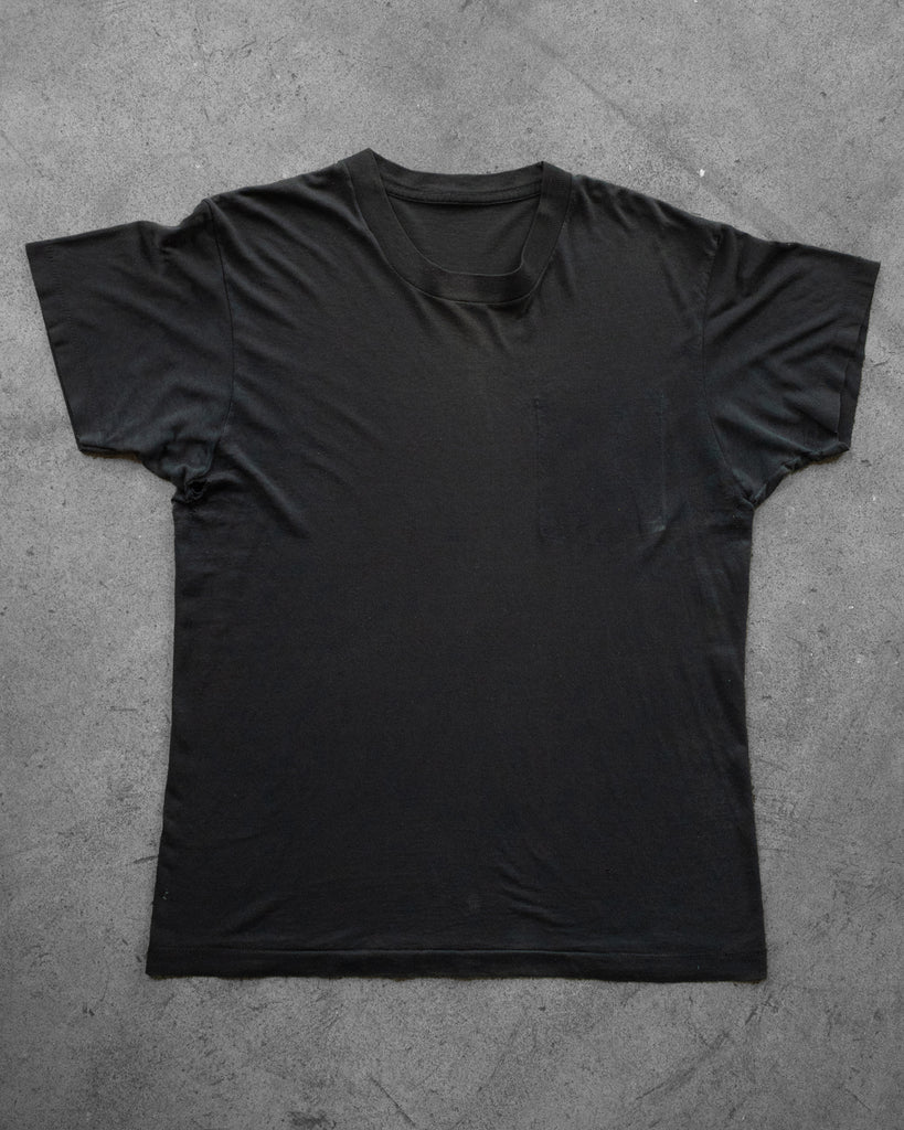 Paper Thin Faded Black Blank Removed Pocket Tee - 1990s