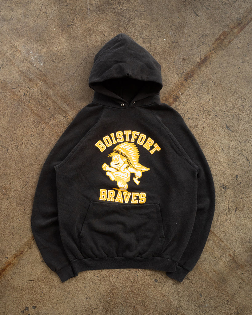 "Boistfort Braves" Hooded Raglan Crewneck Sweatshirt - 1980s