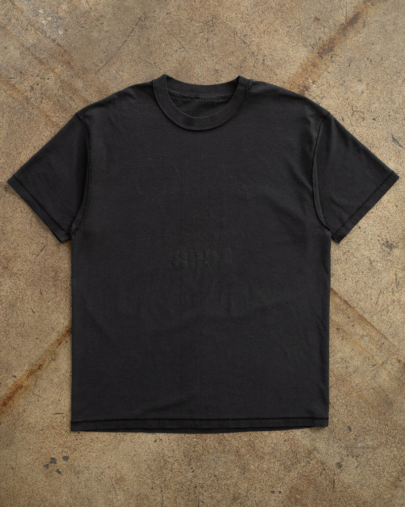 Single Stitched Faded Black Blank Inside-Out Tee - 1990s