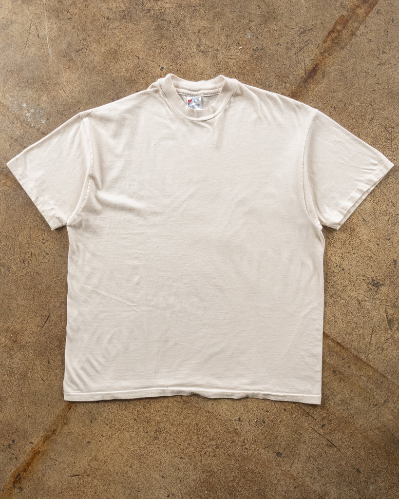 Hanes Beefy Off White Blank Tee - 1990s FRONT PHOTO
