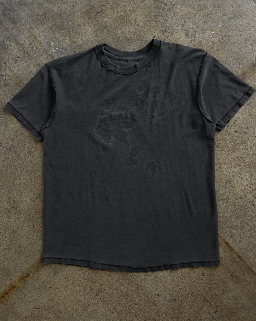 Single Stitched Distressed Faded Charcoal Inside-Out Tee - 1980s