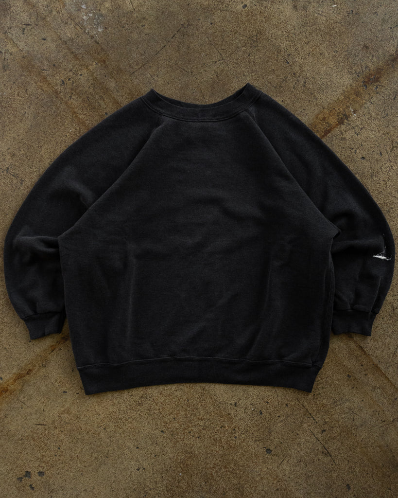 Hanes Faded Black Blank Painted Raglan Sweatshirt - 1990s FROINT PHOTO
