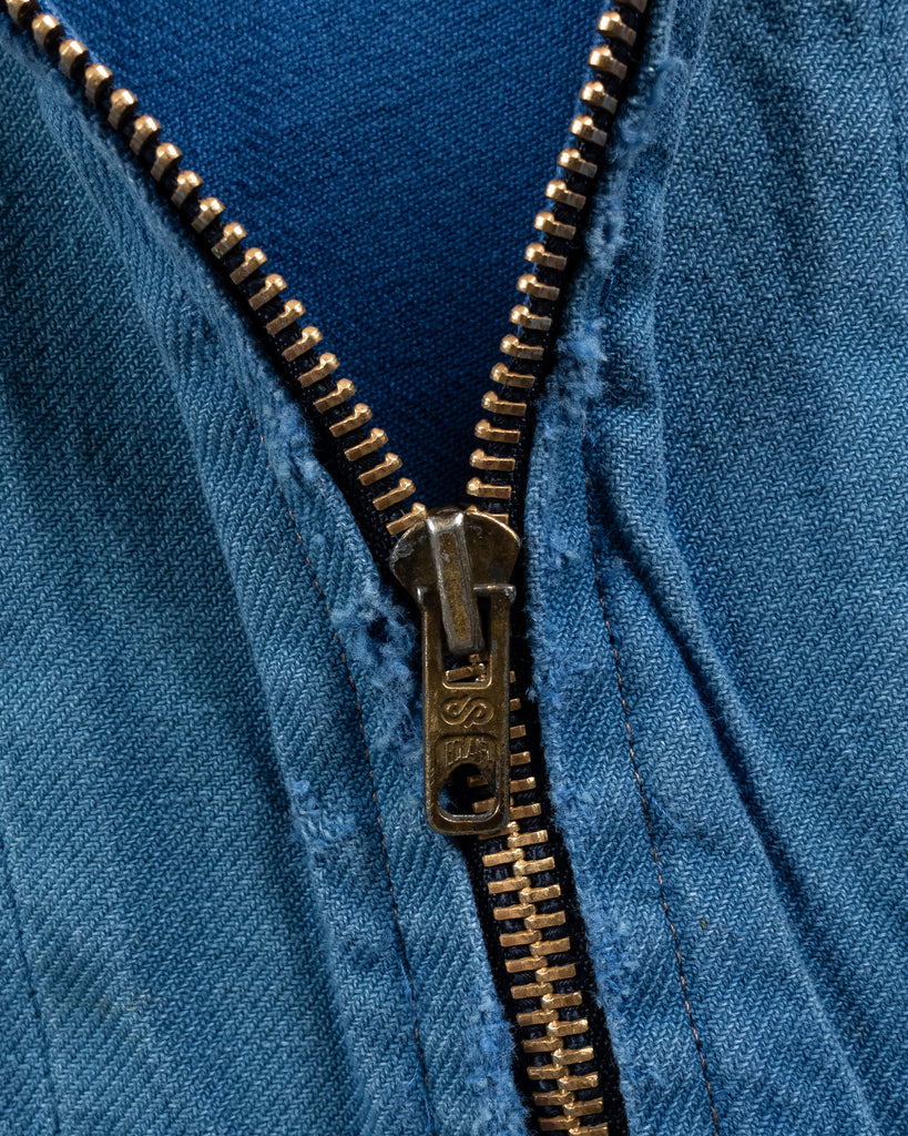Sun Faded & Distressed Zip-Up French Chore Coat - 1950s DETAIL PHOTO