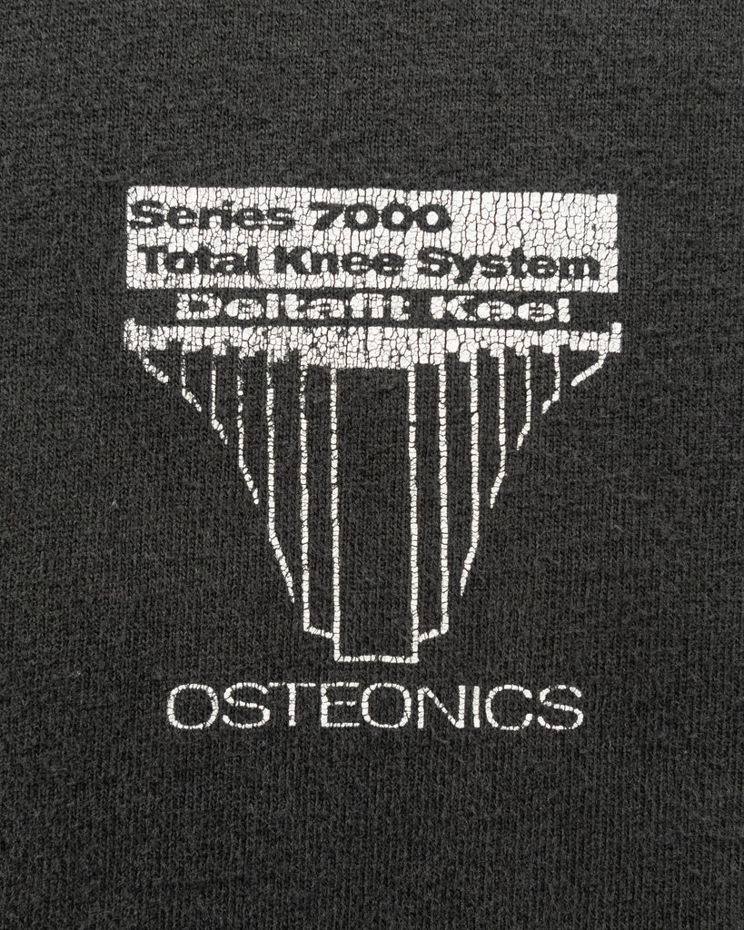 Single Stitched Faded Black "Osteonics" Tee - 1990s - detail
