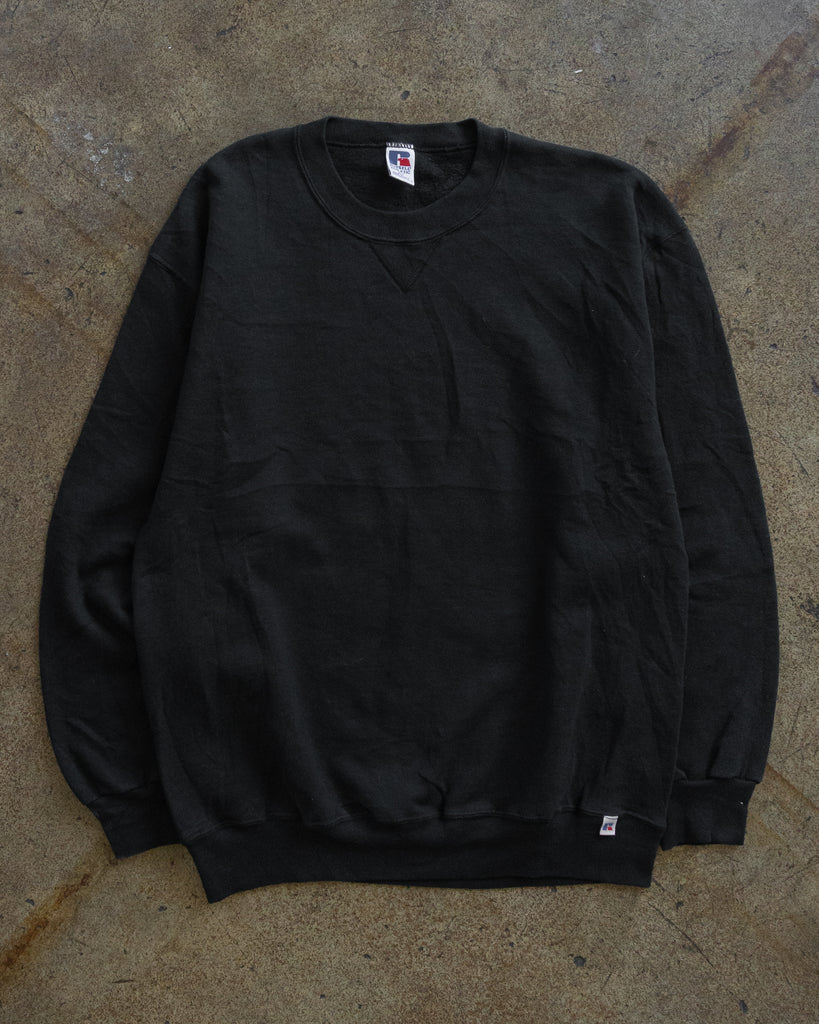 Russell Faded Black Crewneck Sweatshirt - 1990s FRONT PHOTO