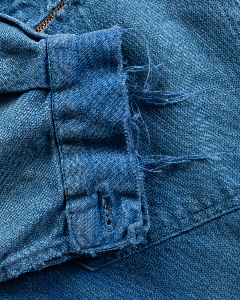 Sun Faded & Distressed Zip-Up French Chore Coat - 1950s DETAIL PHOTO 2