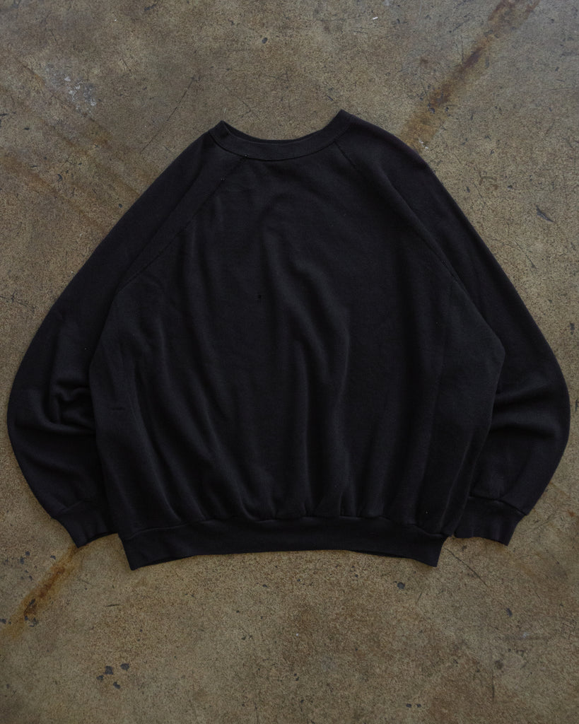 Faded Black Raglan Sweatshirt - 1980s FRONT PHOTO