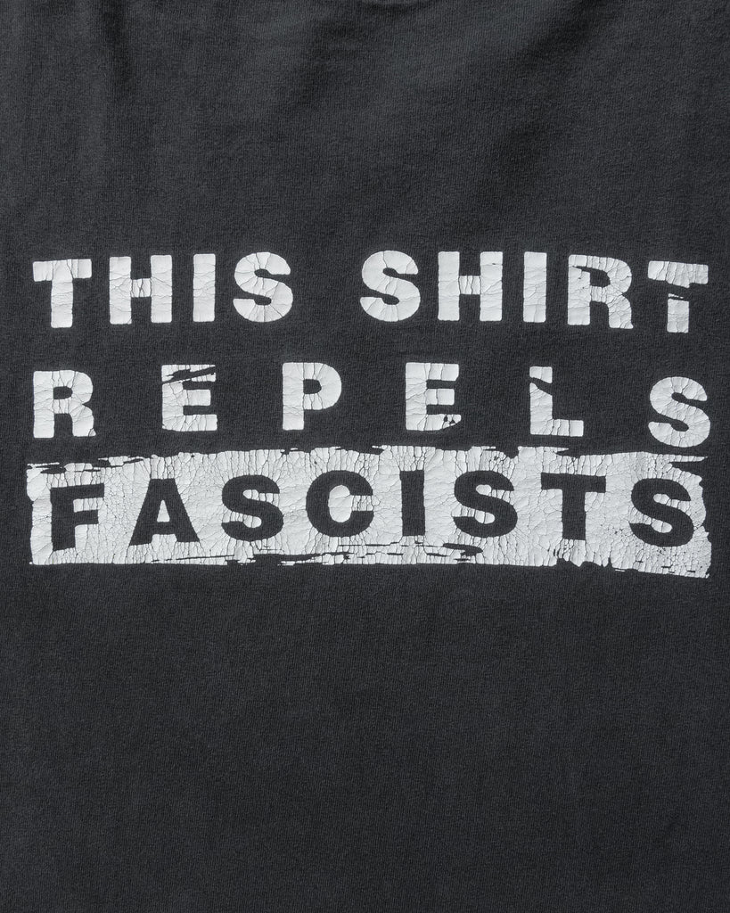 Single Stitched Sun Faded "Good Riddance, This Shirt Repels Fascists" Tee - 1990s - detail