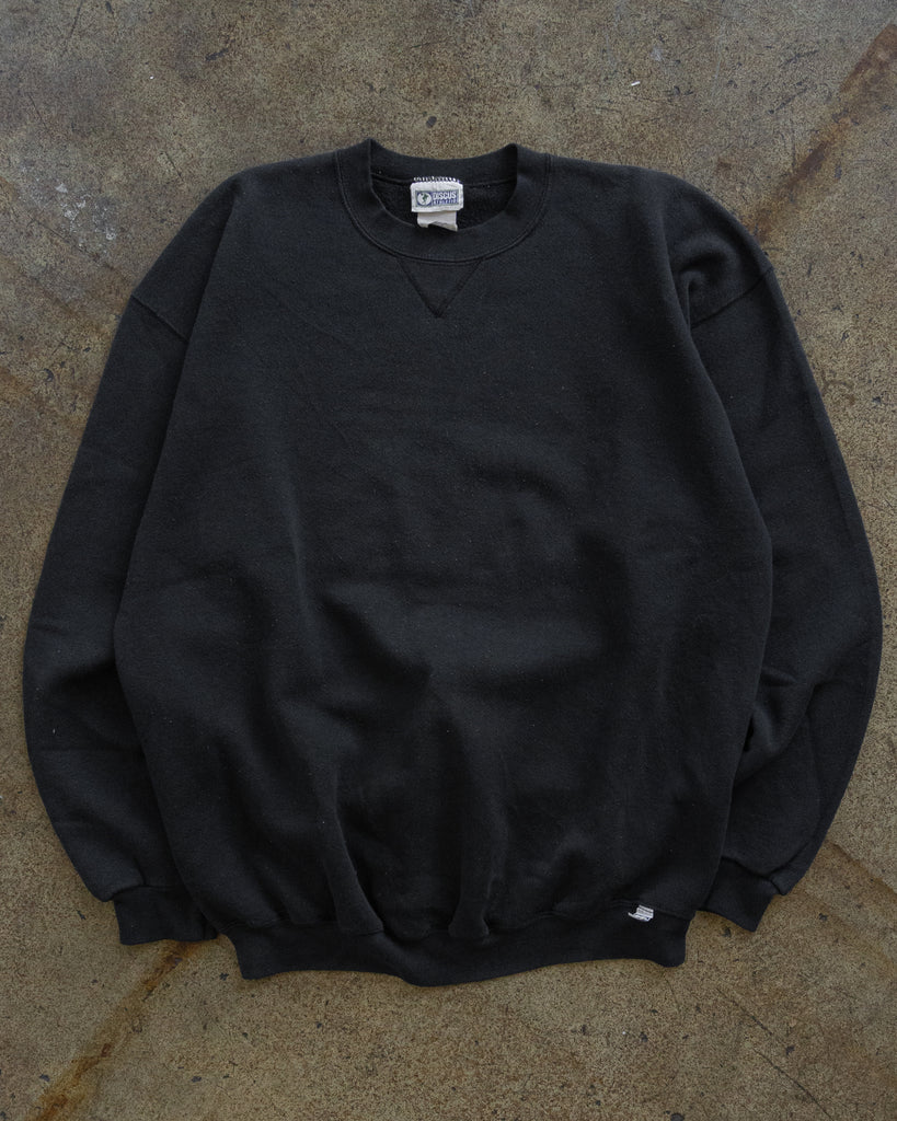 Discuss Faded Black Crewneck Sweatshirt - 1990s FRONT PHOTO
