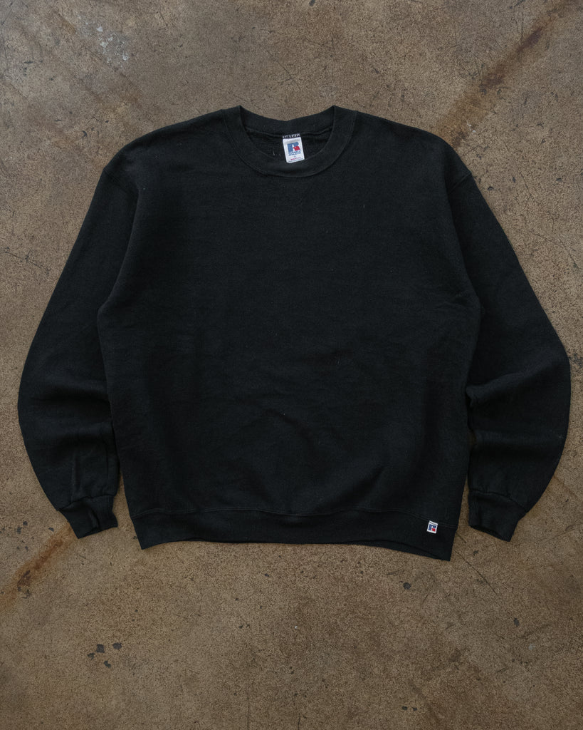 Russell Black Blank Crewneck Sweatshirt - 1980s FRONT PHOTO