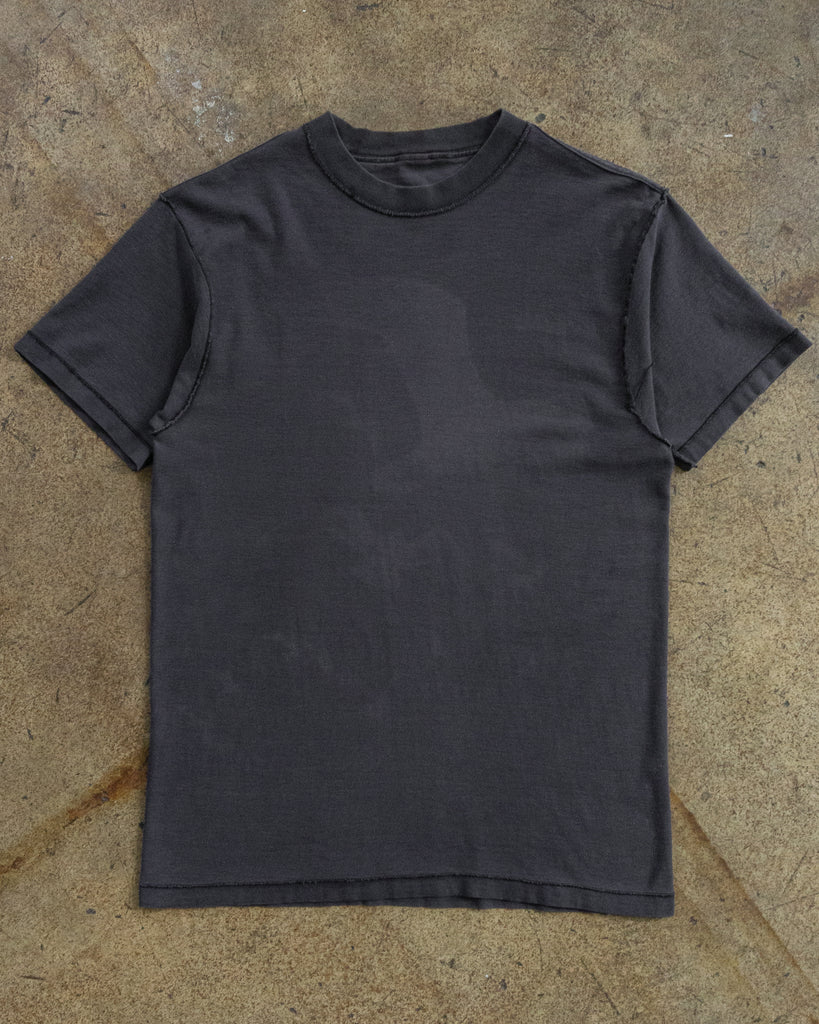 Single Stitched Faded Black Blank Inside-Out Tee - 1990s