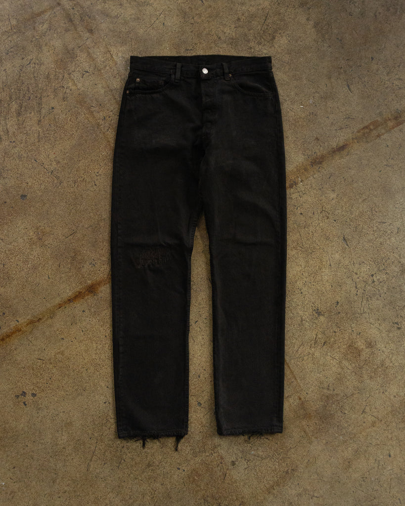 Levi's 501 Overdyed Black Repaired Jeans - 1990s FRONT PHOTO