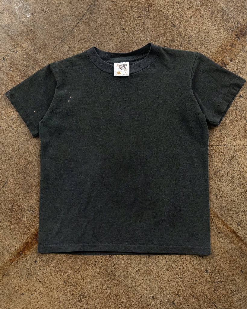 Single Stitched Sun Faded Contrast Collar Baby Tee - 1990s